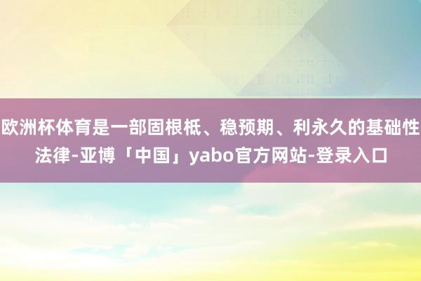 欧洲杯体育是一部固根柢、稳预期、利永久的基础性法律-亚博「中国」yabo官方网站-登录入口