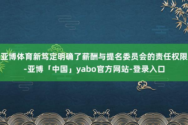 亚博体育新笃定明确了薪酬与提名委员会的责任权限-亚博「中国」yabo官方网站-登录入口
