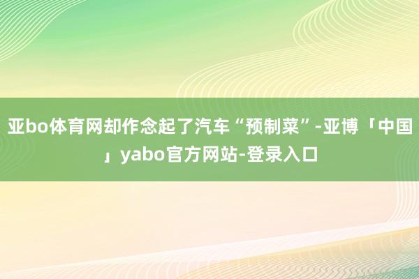亚bo体育网却作念起了汽车“预制菜”-亚博「中国」yabo官方网站-登录入口