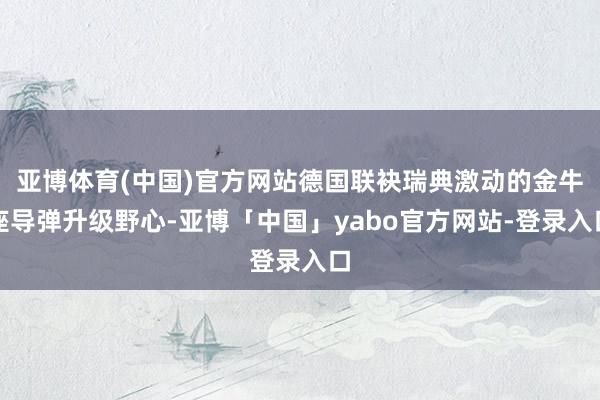 亚博体育(中国)官方网站德国联袂瑞典激动的金牛座导弹升级野心-亚博「中国」yabo官方网站-登录入口