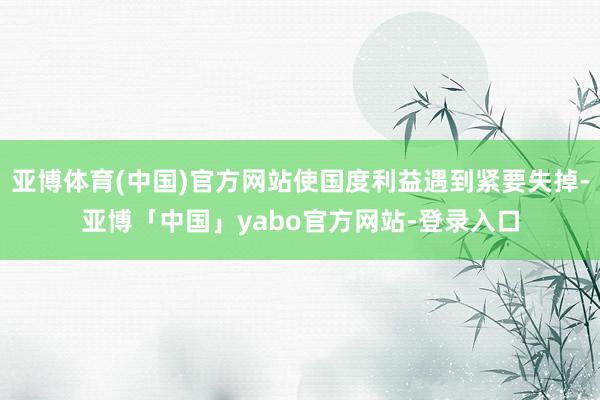 亚博体育(中国)官方网站使国度利益遇到紧要失掉-亚博「中国」yabo官方网站-登录入口
