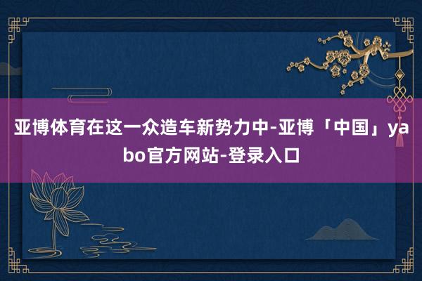 亚博体育在这一众造车新势力中-亚博「中国」yabo官方网站-登录入口